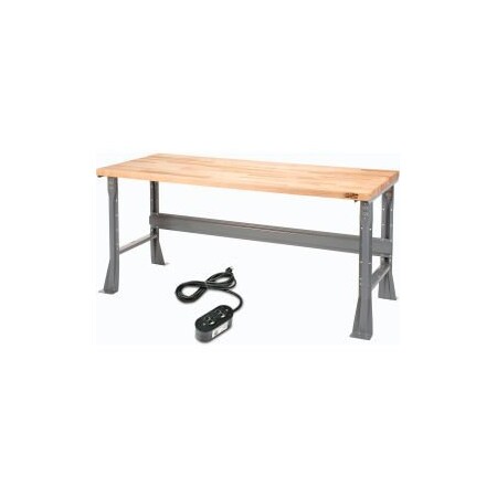 Global Equipment 72"W X 30"D X 34"H Maple Square Edge Workbench w/ Bonus Outlet - Gray 183432PRO